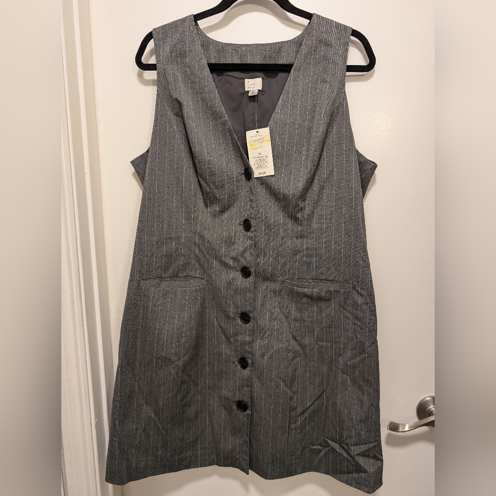 A New Day Gray V-Neck Sheath Midi Dress